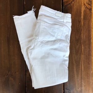 Paige distressed white Verdugo crop